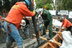 Concrete being poured for War Memorial