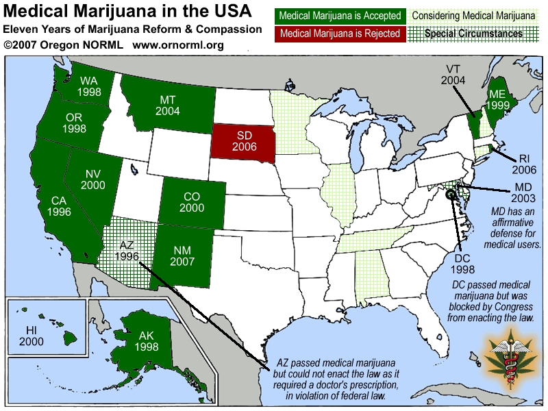 Medical Marijuana in the USA NORML Map