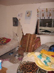 damaged bedroom