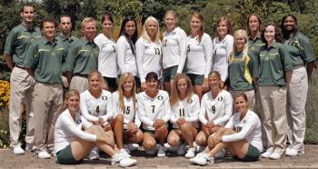 Ducks volleyball players lined up