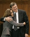 Kate Brown gives Ben Westlund a hug on his announcement to run for Oregon Governor