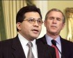 Embattled US Attorney General Alberto Gonzales and President George Bush