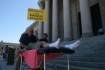 Recent Massage Therapist capitol steps demonstration in Olympia, Washington