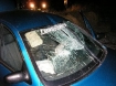 Photo of Mansfields car windshield after it crashed into the second ditch after elude in Redmond, Oregon 12-29-07