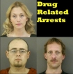 Crystal Dawn Robinette, top left, Jeremy Hanson, bottom left and David Pahlman, bottom right, were arrested in Albany.