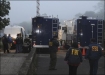 FBI mobile command posts staged at the armory in Newburgh.