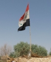 Iraqi flag at a security checkpoint near Balad.