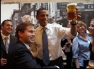 President Obama with a mug of beer