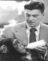 Ronald Reagan with a monkey in a movie