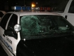 Smashed police car windshield