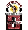 Logos for Uprising and KPFK 90.7 F