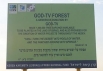 Sign celebrating GOD-TV/Jewish National Fund forest eradicating Bedouin village, Al Araqib