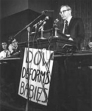 Protesters voicing their opinion of DOW Chemical and its original position of dodging the bullet on Agent Orange