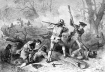 Artist's rendition of early Americans slaughtering Native Indians; it was the worst Genocide in recorded history.