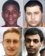 Clockwise from top left; Trayvon Martin, George Zimmerman, Dharun Ravi and Tyler Clementi.