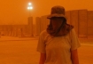 Female Air Force woman in Iraq during a sand storm that covered Balad for days in 2008.  Salem-News.com photo by Tim King