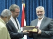 Ken receives the Key to Gaza from Ismail Haniyeh, Prime Minister of Palestine.