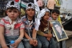 Children seen during a protest in the West Bank city of Qalqiliya