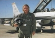 Tim King, shown here just before flying in an Air Force F-16 jet fighter