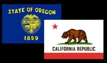 California and Oregon flags