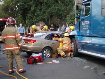 Semi on car