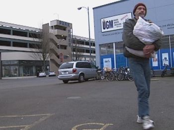 Homeless man at UGM Mission in Salem, Ore.