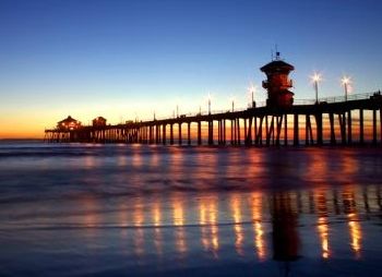 The Huntington Beach Pier at sunset