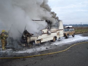 Motorhome fire in Oregon 1-10-09