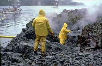 Oil spill workers