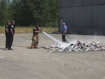 Salem Oregon firefighters putting out fire