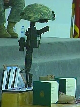 Service for an American Lieutenant from Utah in Afghanistan named Scott Lundell.