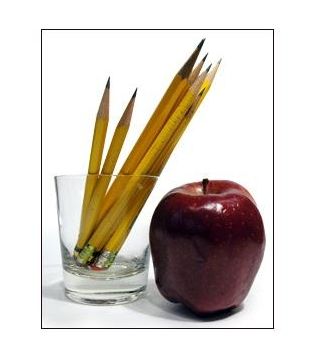 Apple and pencils