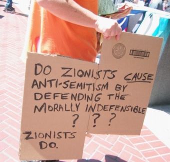 zionists cause antisemitism sign