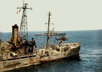 The U.S.S. Liberty after it was attacked and seriously damaged by Israel's military during the Six Day War.  