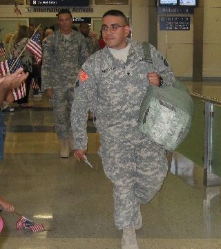 Soldiers coming off the plane from Iraq at the Dallas Airport. 