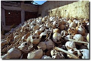 Skulls from the days of the Khmer Rouge