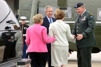 Army Maj. Gen. James E. Simmons with President Bush