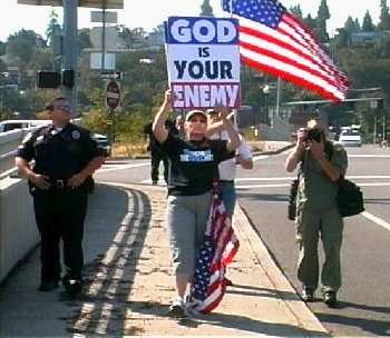 The Westboro Baptist Church at a protest in Hood River, Oregon