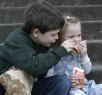 Poor kids eating