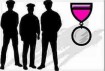 Police shadow figures artwork with medal