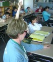 A Stephens Middle School teacher observes while a student teacher leads the class